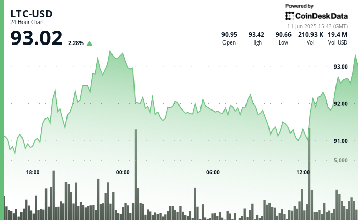 Litecoin Rebounds, Holds Firm Near $93 on Potential ETF Positioning